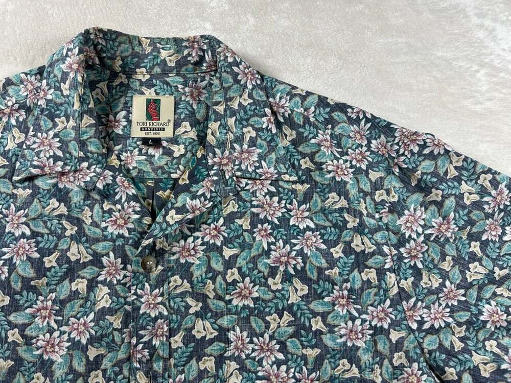 Vintage Tori Richard Mens Large Hawaiian Shirt Floral Aloha Made in Hawaii USA